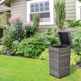 Gray Gradient Woven Rattan Trash Can With Top Cover