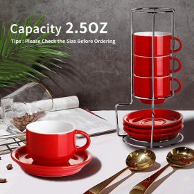 4-ounce Ceramic Stackable Espresso Cup With Sauce And Metal Holder