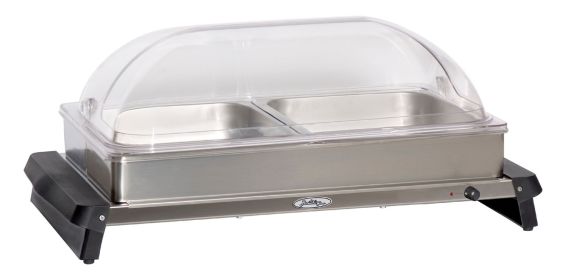 Professional Double Buffet Server w/ Stainless Base & Rolltop Lid
