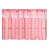 Pink Plaid Cafe Kitchen Curtains Half Window Curtain Bedroom Doorway Curtain, 55x24 inch