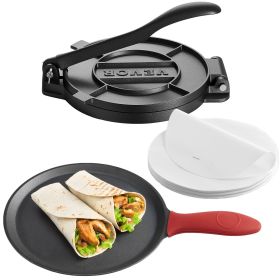 Tortilla Press, 8 Inch Cast Iron Tortilla and Roti Maker, Heavy Duty Tortilladora Press,