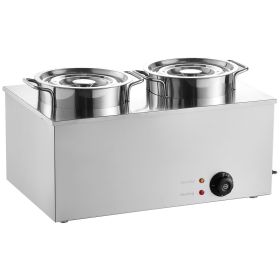 VEVOR Electric Soup Warmer, Two 6.34QT Stainless Steel Round Pot with 86~185 Fahrenheit Adjustable Temp