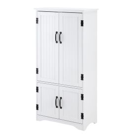 HOMCOM Kitchen Pantry Cabinet Storage. Floor Storage Cabinet, Cupboard Organizer with Adjustable Shelves and 4-Doors, White