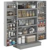 HOMCOM 41" Kitchen Pantry Storage Modern 2-Door Cabinet with 5-Tier Shelving 12 Spice Racks Adjustable Shelves Gray