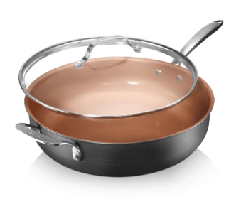 Gotham Steel Nonstick Frying Pan 12" inch 5.5 Quart Cooking Pot Skillet with Lid Ceramic Saute Pan Jumbo Cooker