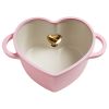 4.6 Quart Heart-Shaped Dutch Oven, Cast Aluminum with Clean Ceramicâ„¢ Nonstick Coating Silicone Rim Glass Lid, Pink