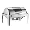 Roll Top Chafing Dish Buffet Complete Set, 9 Qt 1 Pack Stainless Steel Chafer with 2 Half Size Pans, Rectangle Catering Warmer Server