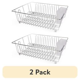 (2 pack) Stainless Steel Kitchen Dish Drying Rack and Drainer, Rust-Resistant Countertop Dish Rack Organizer for Plates, Bowls, Cups and Utensils
