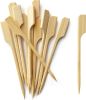 300Pcs Bamboo Paddle Picks, 3.5 Inch Sturdy Flat Skewers Food Appetizer Toothpicks for for Fruit, Grilling, Drink, BBQ, Barbecue, Yakitori Chicken