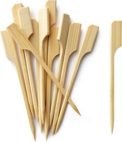 300Pcs Bamboo Paddle Picks, 3.5 Inch Sturdy Flat Skewers Food Appetizer Toothpicks for for Fruit, Grilling, Drink, BBQ, Barbecue, Yakitori Chicken