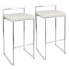 Fuji Contemporary Stackable Barstool with White Faux Leather by - Set of 2
