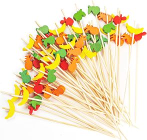 Food Cocktail Picks for Appetizers 100 Pcs Tropical Fruit Fancy Toothpicks Decor Fruit Sandwich Cupcake Skewers Picks for Restaurants or Buffets Party