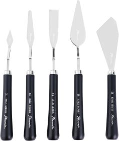 High Flexible Palette Knife Set, 5 Pieces Stainless Steel Painting Knives (31,43,44,46,51) Art Knife with Wood Handle