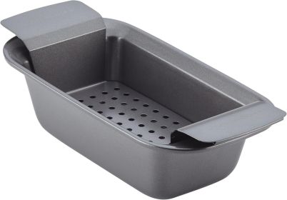 Bakeware Meatloaf/Nonstick Baking Loaf Pan with Insert, 9 Inch x 5 Inch, Gray
