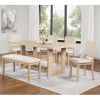 6 Piece Dining Table Set with Bench, Wooden Rectangular Kitchen Table Set with Bench and 4 Upholstered Chairs for Living Room, Kitchen, Dining Room