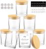 CONNOO 8 Pack  Clear Glass Candle Jars with Bamboo Lids for Making Candles