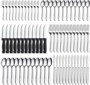 72-Pieces Silverware Set for 12, Flatware Set with Steak Knives, Stainless Steel Cutlery Set, Include Forks Spoons and Knives Set