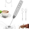 Milk Frother Handheld for Coffee, Electric Whisk 3 Speed Adjustable, Drink Mixer with Stainless 3 Whisks, Rechargeable Hand Frother Wand