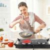 Dual Hot Plate Electric Cooktop - 800W+1000W Power, 6.3in+7.5in Silicon Crystal Glass Plates, 5 Stepless Heating Gears
