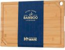 Hiware Extra Large Bamboo Cutting Board for Kitchen, Heavy Duty Wood Cutting Board with Juice Groove, 100% Organic Bamboo, Pre Oiled, 18" x 12"