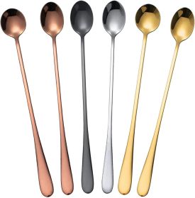 Stainless Steel Iced Cream Spoons - 9.5 Inch Dessert Teaspoons (Set of 6)