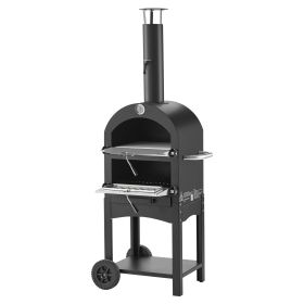 VEVOR Outdoor Pizza Oven, 12" Pellet Fire Ovens, 2-Layer Pizza Oven Wood Fired, Wood Burning Outdoor Pizza-Oven with 2 Removable Wheels