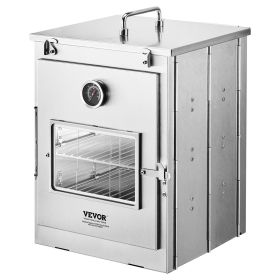 Foldable Camping Oven, Stainless Steel Portable Camping Stove, with 3 Tier Grill, Handle and Thermometer, Use with Wood Burning Fire, Propane Stoves