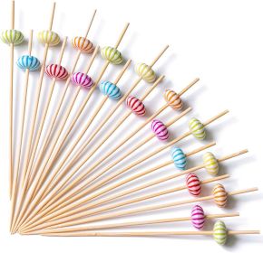 Cocktail Picks Handmade Bamboo Toothpicks 100ct 4.7" Multicolor Pumkin