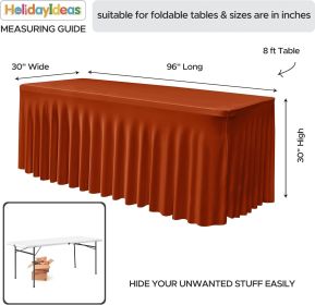 2 Pack Spandex Tablecloths for 8 Foot Table, Fitted Stretch Table Skirts 30x96 Inch, Wrinkle-Free Floor Length Tablecloths for Thanksgiving Decor