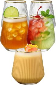 Ripple Unbreakable Stemless Plastic Wine Champagne Whiskey Glasses Elegant Durable Disposable Indoor Outdoor Ideal for Home, Office, Bars, Wedding