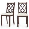 Dining Chair Set of 2 Wood Kitchen Chairs with Upholstered Seat Cushion and Rubber Wood Legs
