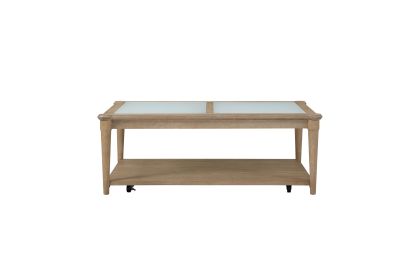 Frosted Glass Top Cocktail Table With Casters