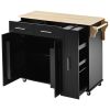 Kitchen Island with Drop Leaf, Kitchen Storage Cart with 3 Tier Pull Out Cabinet Organizer, Internal Storage Rack