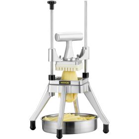 Commercial Vegetable Fruit Chopper, Stainless Steel French Fry Cutter with 4 Blades 1/4" 3/8" 1/2", 6-wedge Slicer, Chopper Dicer with Tray,