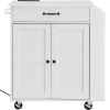 VEVOR Kitchen Island Cart, 32" Mobile Carts with Storage Cabinet, Rolling Table with Power Outlet, Spice Rack, Towel Bar, Adjustable Shelf, Drawer