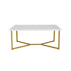 Faux Marble Coffee Table with Gold Finished Metal Frame