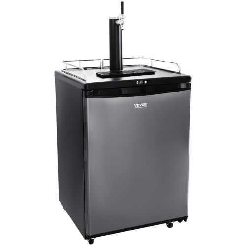 VEVOR Beer Kegerator, Single Tap Draft Beer Dispenser, Full Size Keg Refrigerator With Shelves, CO2 Cylinder, Drip Tray & Rail
