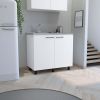 Napoles 2 Utility Sink with Cabinet, Stainless Steel Countertop, Interior Shelf-White
