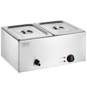 VEVOR Commercial Electric Food Warmer 2-Pan Countertop Buffet 18QT Bain Marie