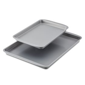 GOLDEN BAKE 2 Pcs Bakeware Nonstick Sheet Pan Set, Dishwasher Safe and Oven Safe to 450°F, 13 Inch x 18 Inch and 9 Inch x 13-Inch, Gray