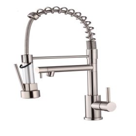 Kitchen Faucet with Pull Down Sprayer, Touch On Single Handle 2- Function Stainless Steel Spring Neck, Single Hole Installation for Residential