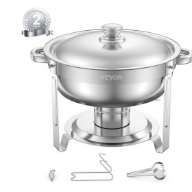Chafing Dish Buffet Set, 5 Qt 2 Pack, Stainless Steel Chafer with 2 Full Size Pans, Round Catering Warmer Server with Lid Water Pan Folding Stand