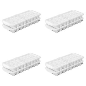 Set of Two Stacking Ice Cube Trays, Easy release, 16 Cubes Each, BPA-Free, White, 4 Count