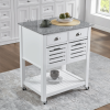 Mobile Rolling Kitchen Island Trolley Serving Cart with Underneath Drawer & Slide-Out Wire Storage Basket