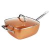 4pcs Non Stick Frying Pan Set 3.74in Deep Square Aluminum Induction Bottom Frying Pan