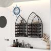 Sailboat Shaped Wine Cabinet Rack, 2 Piece Display Rack, Freestanding Wine Cabinet with Bottle Storage, Spirits and Wine Home Bar, Kitchen