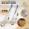 2 PCS Stainless Steel Mini Ball Whisk Manual Wire Egg Whisk Set Great for Blending Whisking Beating and Stirring Used for Cream Stew Flour Salad Cake