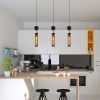 Modern Black Wrought Iron Pendant Light (for Kitchen Island), Adjustable Cord Pendant Fixture, Hanging Lighting Over Kitchen Island