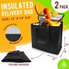 Black Insulated Food Delivery Bag 13 x 14 x 8 Inches, Insulated Grocery Bags with Zippered Top, Pack of 2 Heavy Duty Catering Bag for Food Deliveries