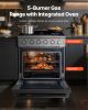 Gas Range Oven, 30 Inches Width, Freestanding Stainless Steel Stove and Oven with 5 Sealed Cooktop Burners, Easy Reach Racks, Storage Drawer